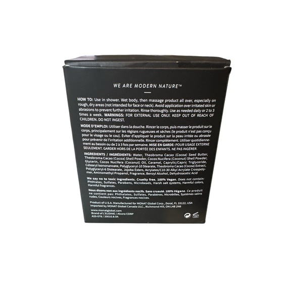 Monat Chocolate Crave Shower Exfoliant Gift Set with Pouf & Spatula 8 oz NIOB - Picture 3 of 3